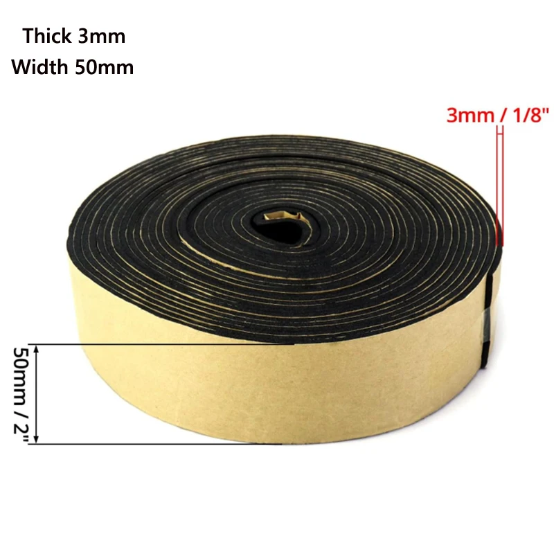 1m-10m Rubber Self Adhesive Sponge Seal Strip EVA Black Foam Strong Single-sided Adhesive Soundproof Anti-collision Seal Gasket