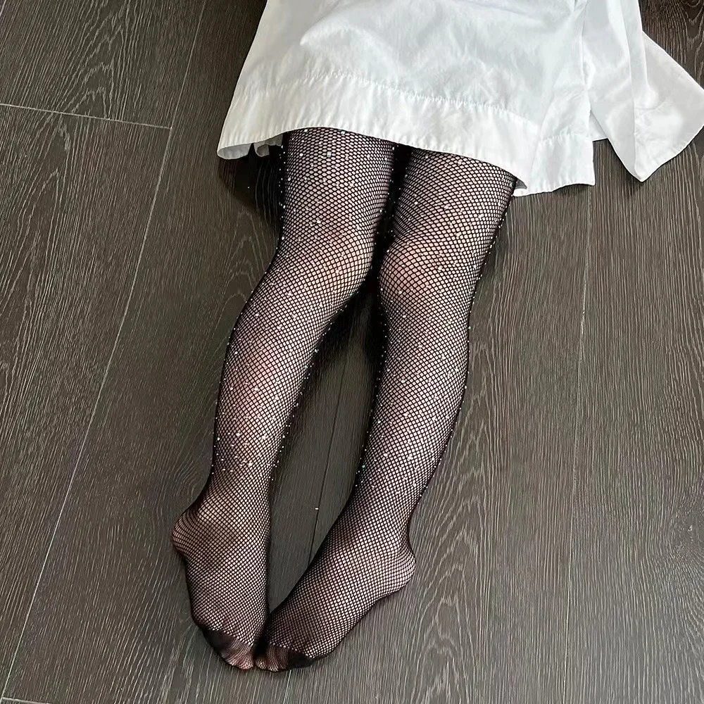 Kids Pantyhose Ballet Tights Fishnet Stockings Kids Leggings 6-13years for Girls Fashion Sequin Mesh Fish Net Pantyhose Baby Stockings Children Rhineston Leggings
