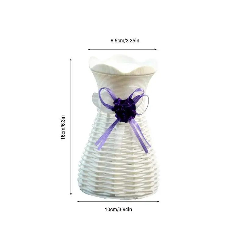 Modern Plastic Vases European Dining Table Decorative Flower Plants Vase White Rattan Like Plastic Vase 6