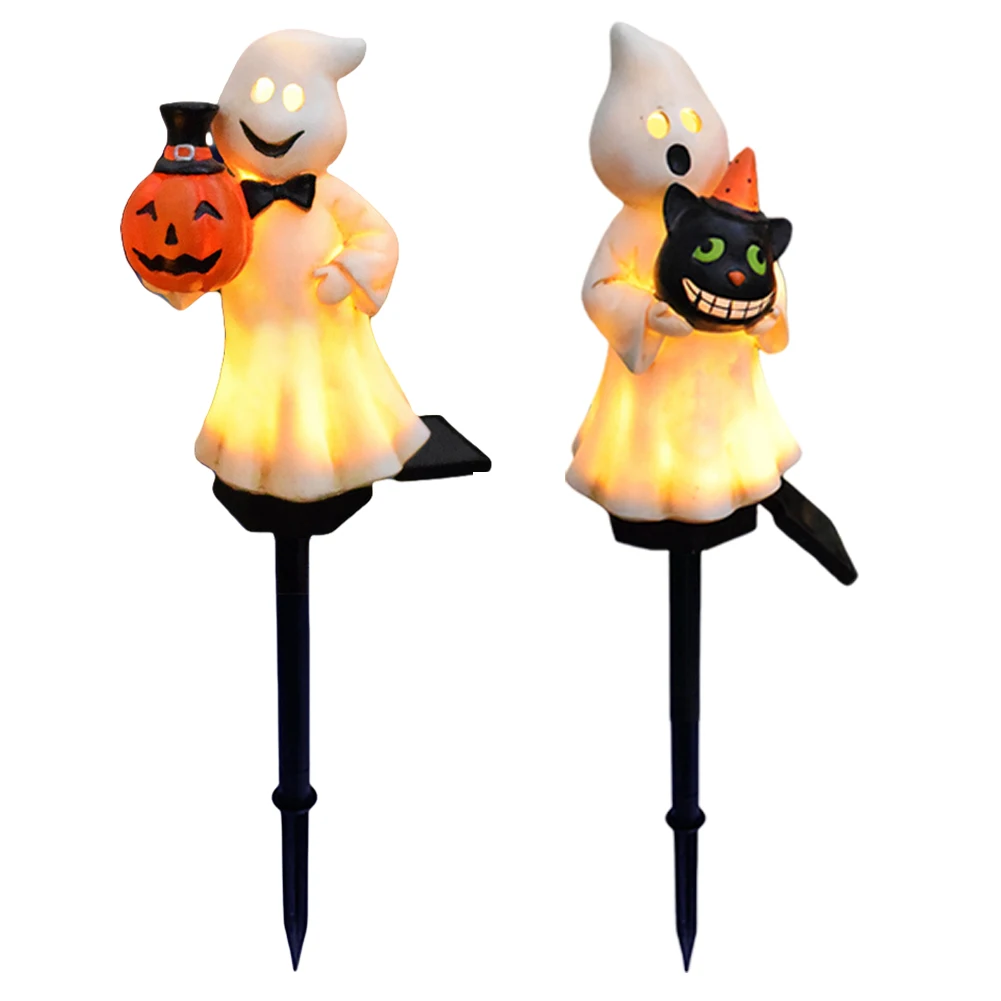 Description Picture 4 of itemHalloween Solar Ghosts Pathway Light Anto On & Off Ghost Ground Stake Lamp Lighted White Ghost Ornament for Haunted House Decor