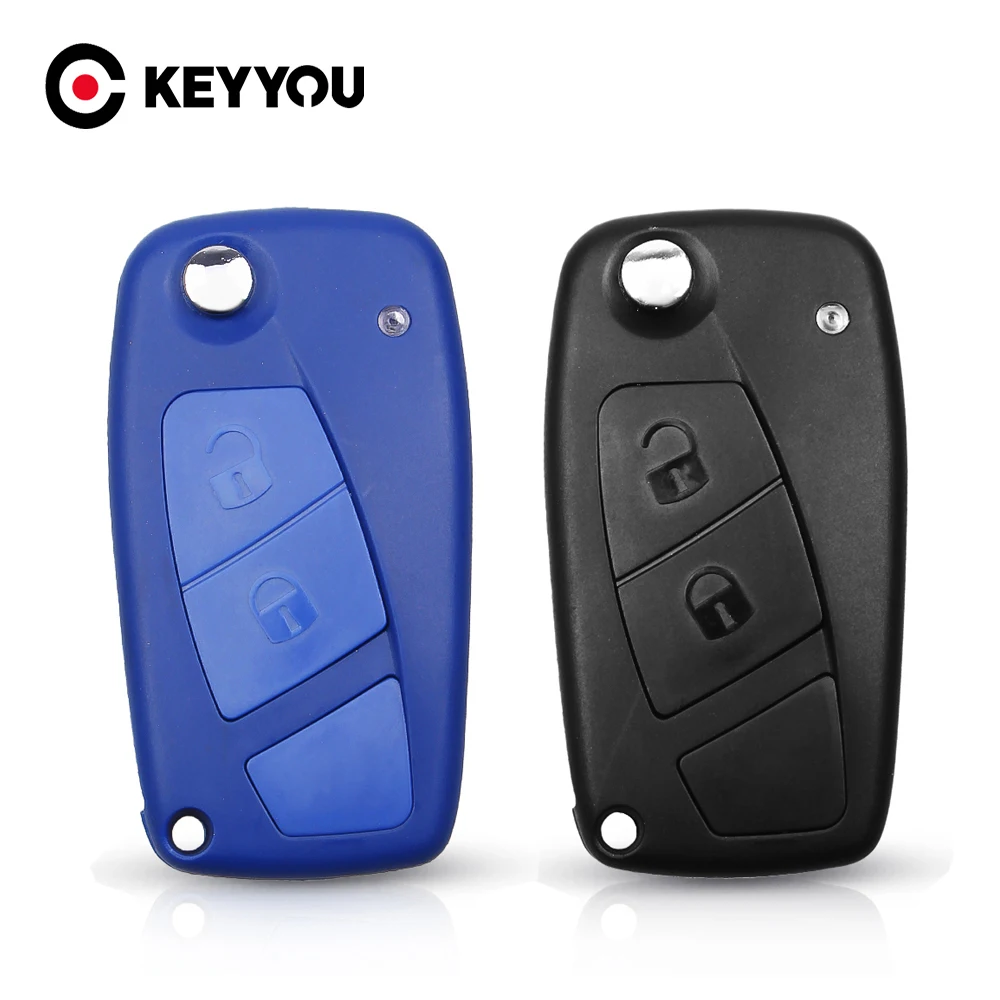 

KEYYOU 2 BT Flip Folding Car Key Shell For FIAT Punto Ducato Stilo Panda Remote Key Case Cover Fob Keyless Entry Fob SIP22 blade