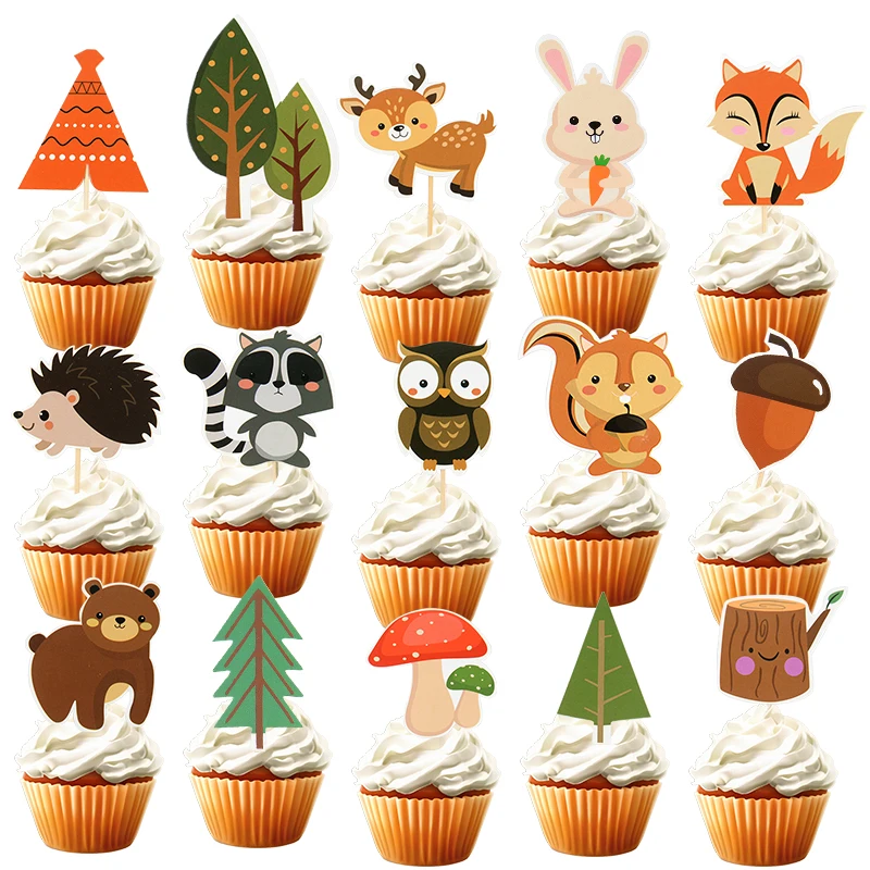 Dschungeltiere Kuchendeckel Safari Thema Löwe Fuchs Cupcake Topper für Kinder Wild One Forest Geburtstag Party Kuchen Dekor Babyparty – Detail 13