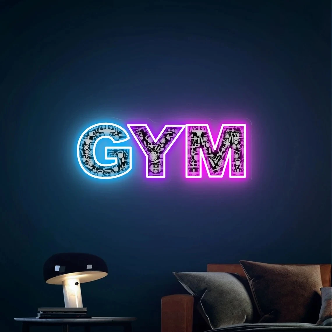 Description Picture 5 of itemGym neon sign, Gym neon light, Gym wall art, Gym wall decor, Dumbbell neon sign, Fitness neon sign, Neon sign wall decor, Led ne