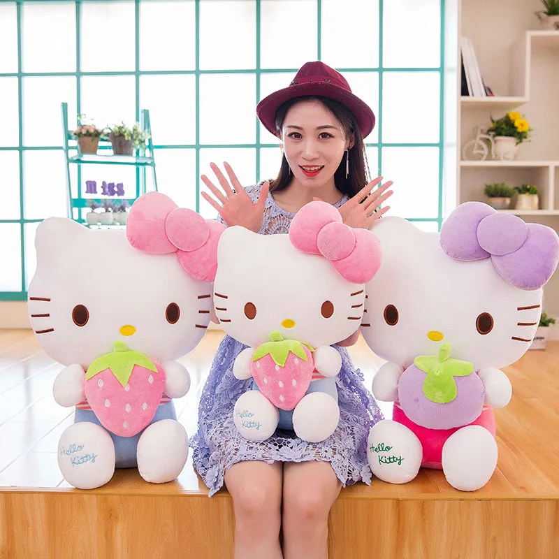 

Плюшевые игрушки Hello кошечка, подушки для дивана, 30-70 см, мягкие, с клубникой