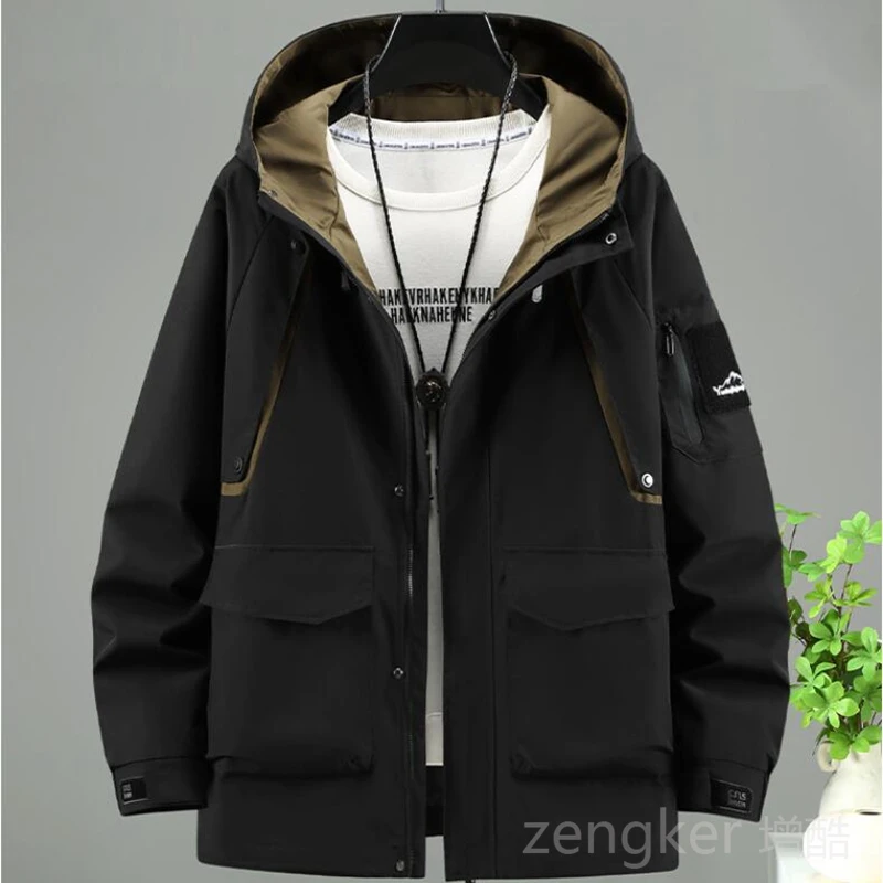 Big size men's loose workwear windbreaker waterproof jacket big size spring autumn new men's jacket 10XL 9XL 3