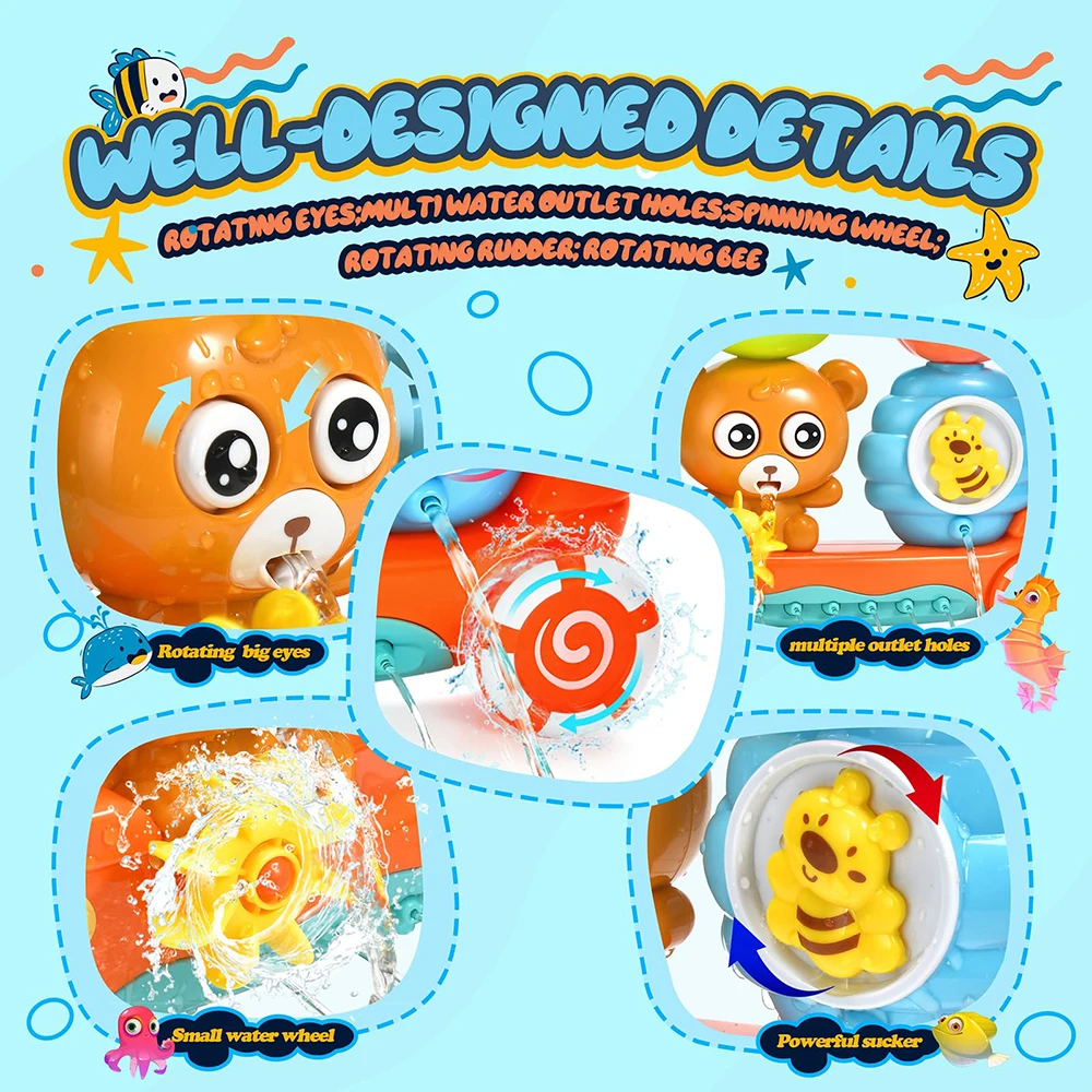 Wall Sunction Cup Track Water Games Baby Bath Toy Children Bathroom Monkey Caterpilla Bath Shower Toy for Boys Girls Kids Gifts 5
