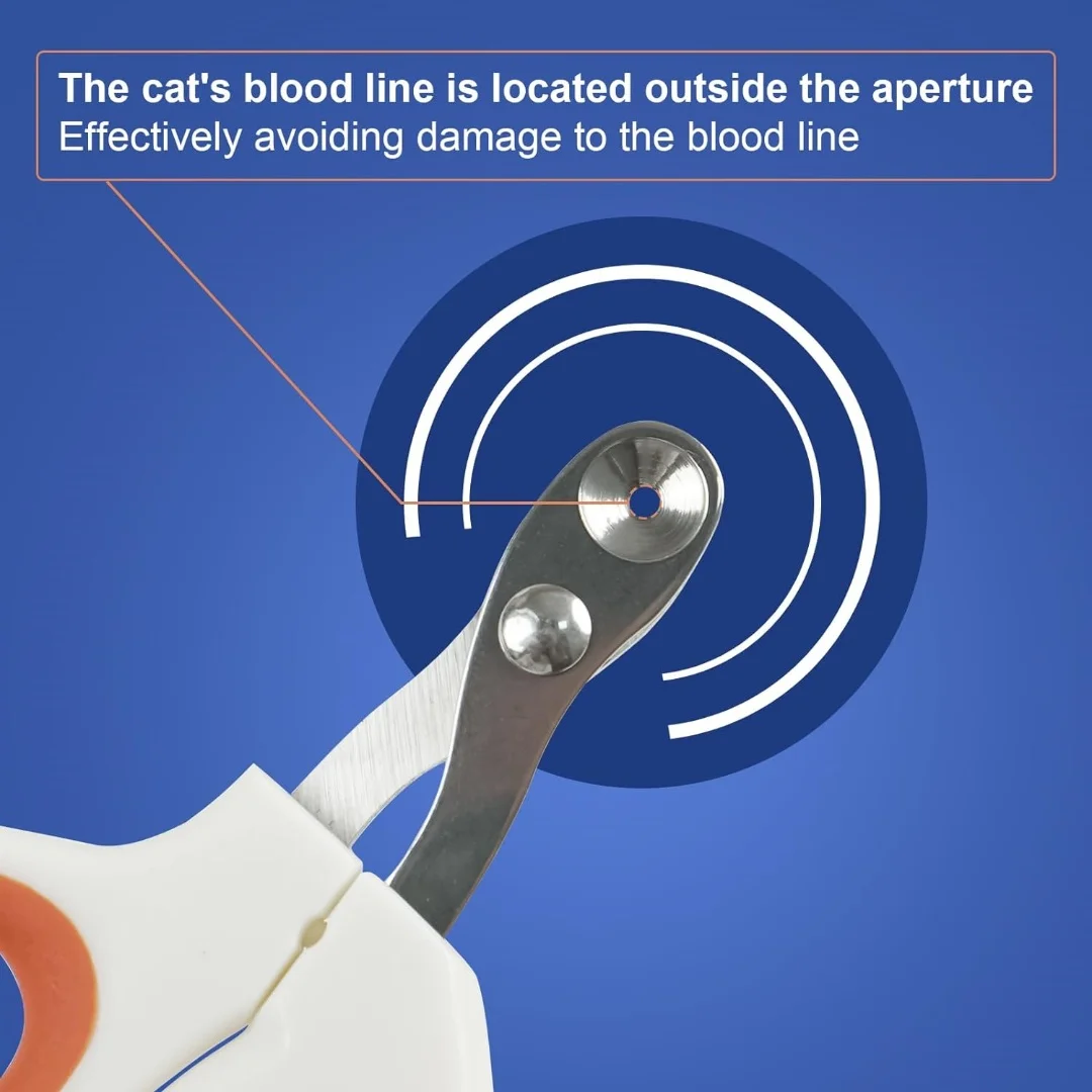 Cat Nail Clippers Circular Cut Hole Avoid Over Cutting Pet Nail Scissors Sharp Angled Blade Professional Paw Trimmer Set