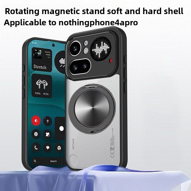 Transparent Hard PC Case with Ring Stand and Magnetic Protective Back Cover