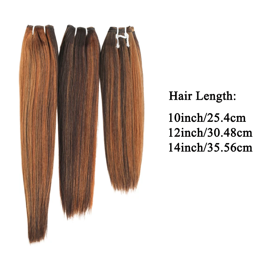 Extension per Capelli Lisci in Fibra Sintetica 10/12/14 Pollici, Ombre Biondo Marrone, Morbidi e Resistenti al Calore - immagine 3