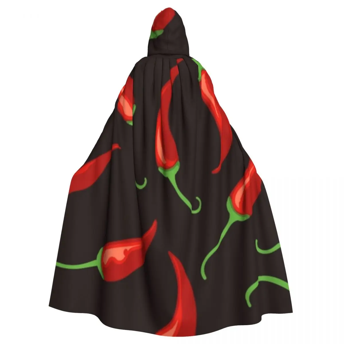 Adult Cloak Cape Hooded Chilli Pepper Medieval Costume Witch Wicca Vampire Carnival Party