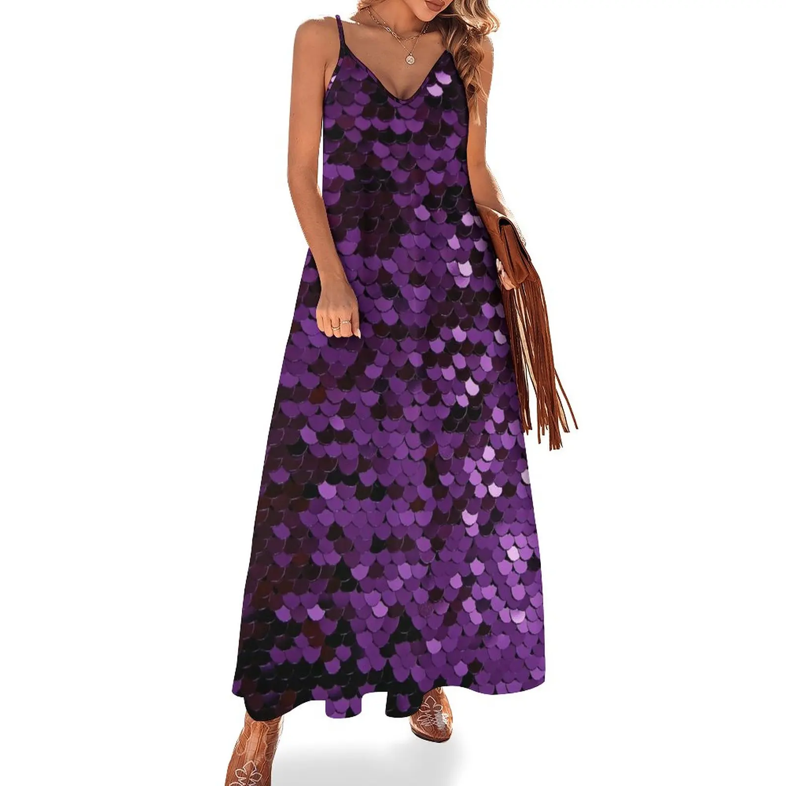 

Purple Sequins Sleeveless Dress elegant party dresses for women 2024 Women's clothing Women's summer suit Womens dresses
