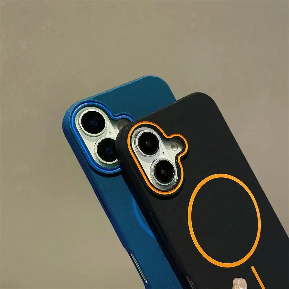 Ultrathin Simple Magsafe Case for iPhone 16 15 14 13 12 11 Pro Max 14 Plus Matte Hit Color Lens Wireless Charging Soft TPU Cover