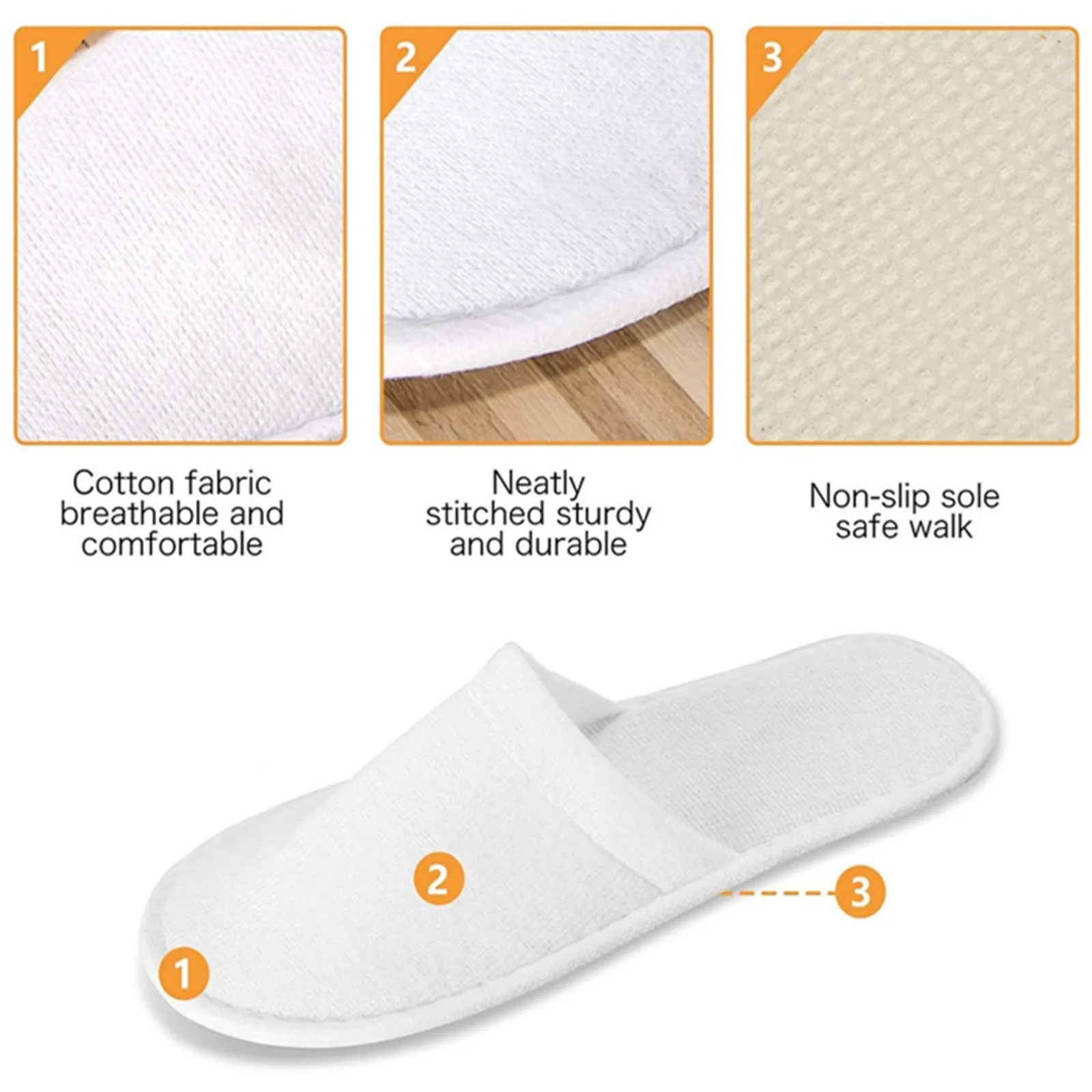 20/40/60 Pairs Spa Slippers for Home Hotel Guests Closed Toe Bathroom Disposable Slippers Non-Slip Slipper Fit Women Men Unisex