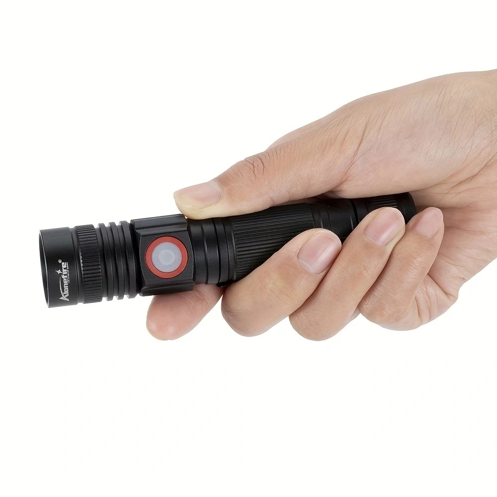 고출력 T6 LED 손전등, USB 충전 18650 배터리, 야외 하이킹, 캠핑, 사냥, 낚시, 휴대용 순찰 토치, 10W 줌