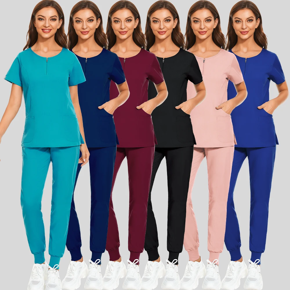 Royal blue Medical Uniform Women Breathable Nursing Scrubs Tops Shirt Casual Short Sleeve Uniforms Nurse Pants Surgical Clothes