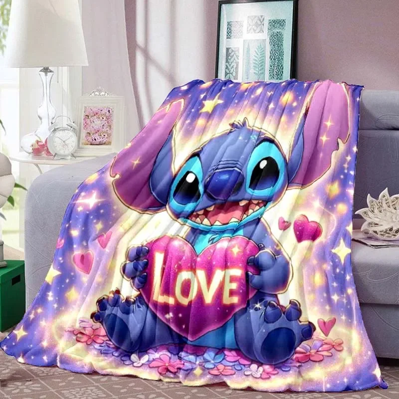 Cartoon Cute Stich Blanket, 3D Printing Lilo & Strong Soft and Comfortable Children's Nap Sleeping Blanket, Bedding 4