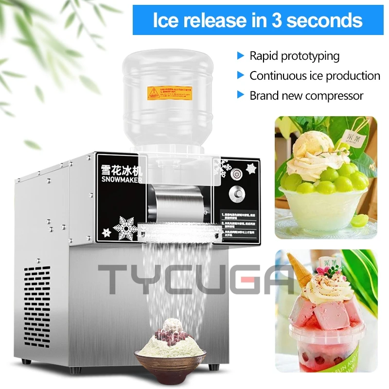 120KG/24H Ice Maker Snow Shaver Machine 750W Snowflake Ice Shaving Device Commercial Korea Bingsu Snowflake Machine Air Cooling 2