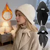 Korean Hooded Scarf All-in-One Knit Hat Women's Winter Headwear Ear Flap Scarf Face Protection Hat