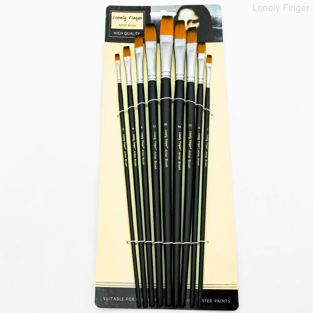 Professional 13-Piece Watercolor Paintbrush Set with Long Wooden Handles and Soft Nylon Bristles