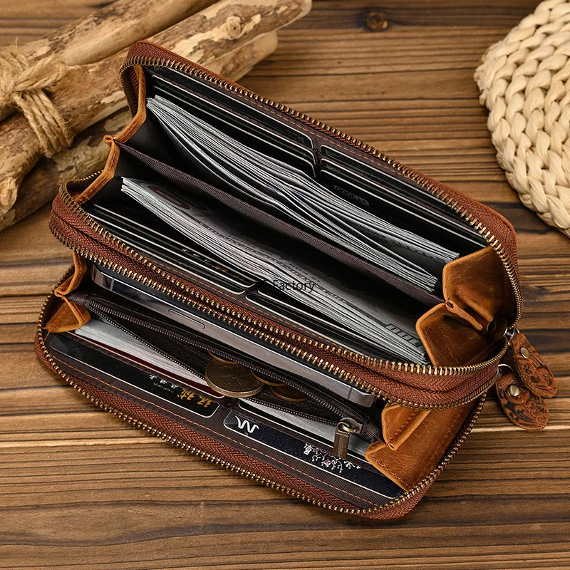 Premium Leather Long Wallet with Money Clip