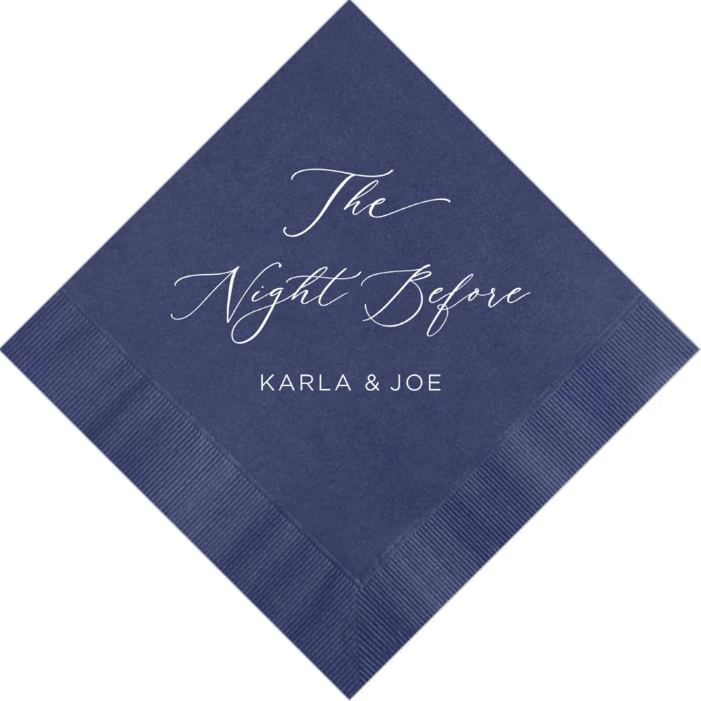 

50pcs Personalized Rehearsal Napkins Custom Printed The Night Before Beverage Cocktail Luncheon Dinner Guest Towel Napkins Impri