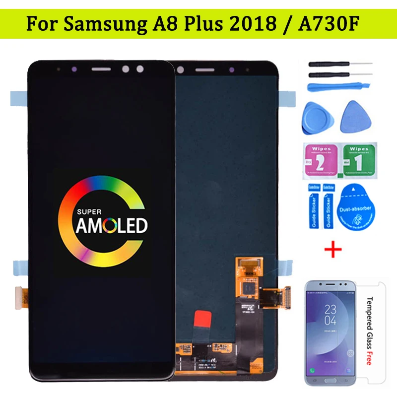 

ЖК-дисплей Super Amoled для Samsung A8 plus A730 A730F, сенсорный экран, дигитайзер в сборе для Galaxy A8 + 2018 Duos