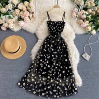 YuooMuoo Women Dress 2026 New Korean Fashion Floral Print Spaghetti Straps Mesh Party Dress Vacation Style Lady Beach Vestidos - Image 2