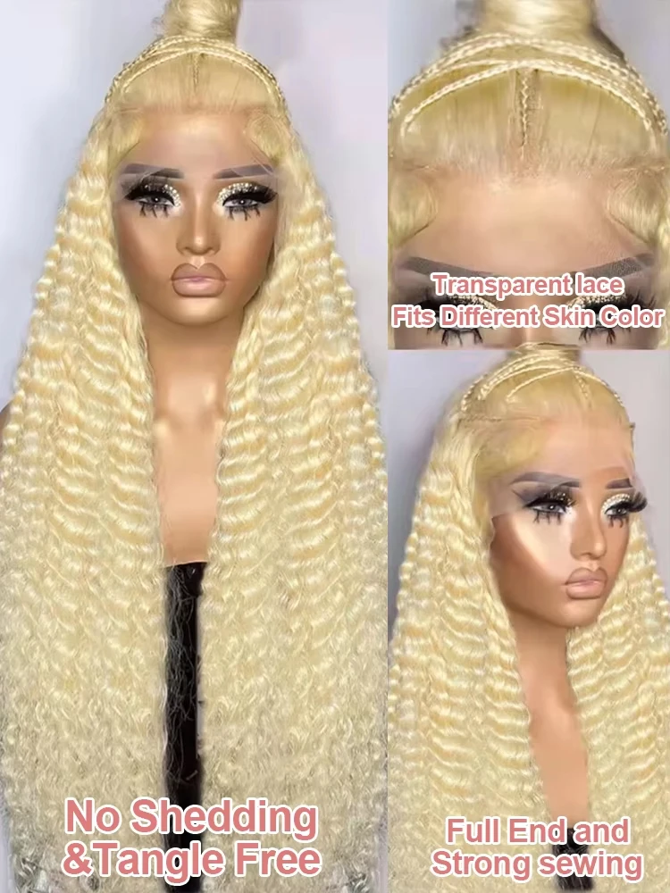 613 Curly Honey Blonde Lace Front Human Hair Wigs Loose Deep Wave 13x6 13×4 HD Water Wave Color Transparent Lace Frontal Wigs