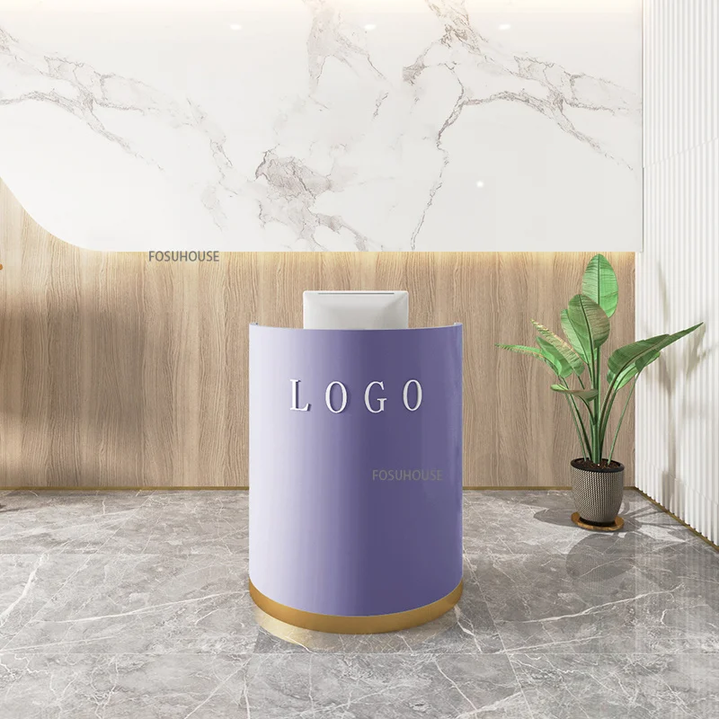 Modern Light Luxury Counter Clothing Store Cashier Desk Small Arc-shaped Commercial Reception Desk Office Furniture Bar Table