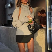 Ensemble débardeur en tricot pour femmes, gilet à col haut et châle à manches longues, costumes 2 pièces, dos nu, Sexy, haut en tricot 1