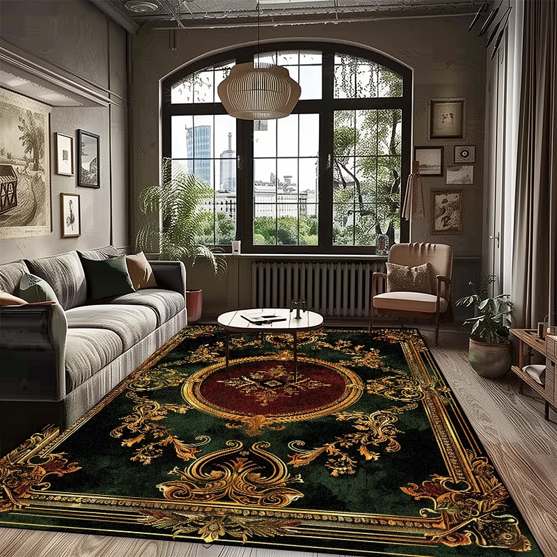 American Style Luxury Green Fluffy Soft Carpet Home Bedroom Sofa Area Rugs Non-slip Cloakroom Doorway Floor Mats Customizable 2