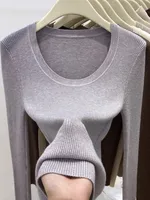 AOSSVIAO 2025 Women's Autumn Winter New Slim Fit Sweater Solid Color O-neck Knitted Pullovers Soft Warm Simple Base Layer Top