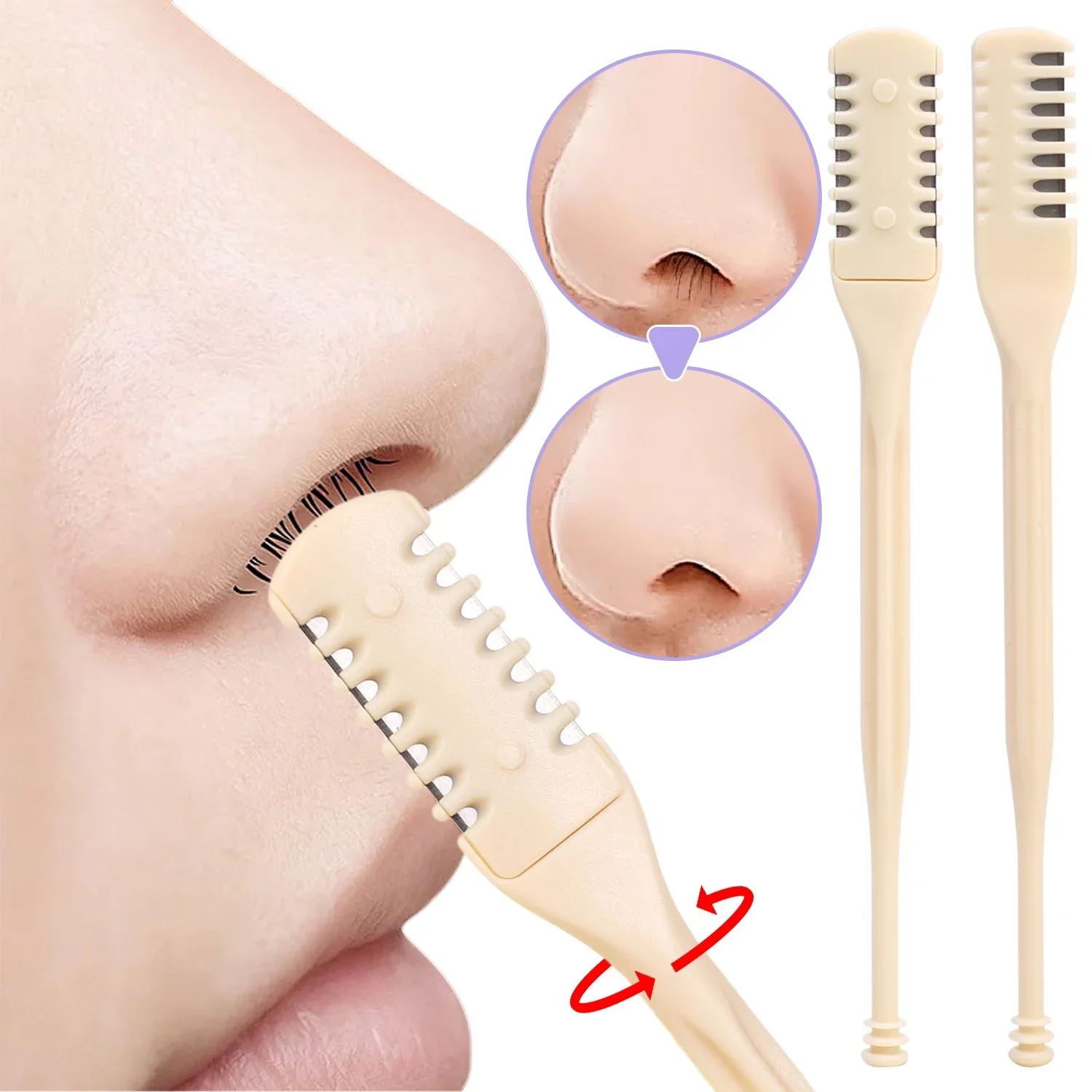 Comb Nose Hair Trimmer Double-ended Nose Hair Trimmer Manual Spiral Ear Pick Cleaning Hair Scissors Razor Hairs Trimmers Tools 2