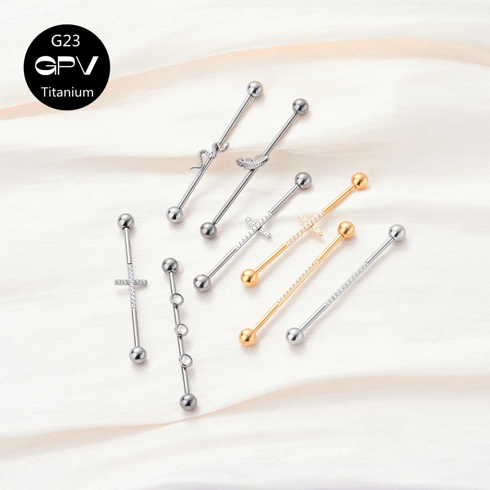 G23 Titanium Ear Bone Nail 38mm Two Ear Holes Connected