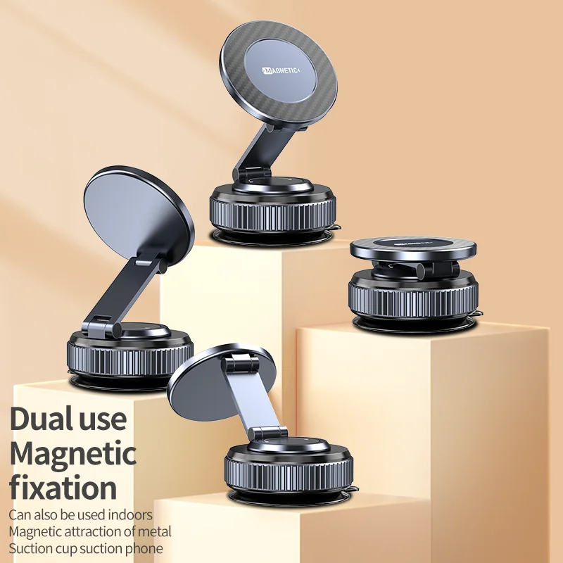 Vacuum Magnetic Bracket Foldable Dashboard/Glass/Desktop Phone Holder Stand For Magsafe iPhone 17~12 Pro Max Suction Cup Bracket