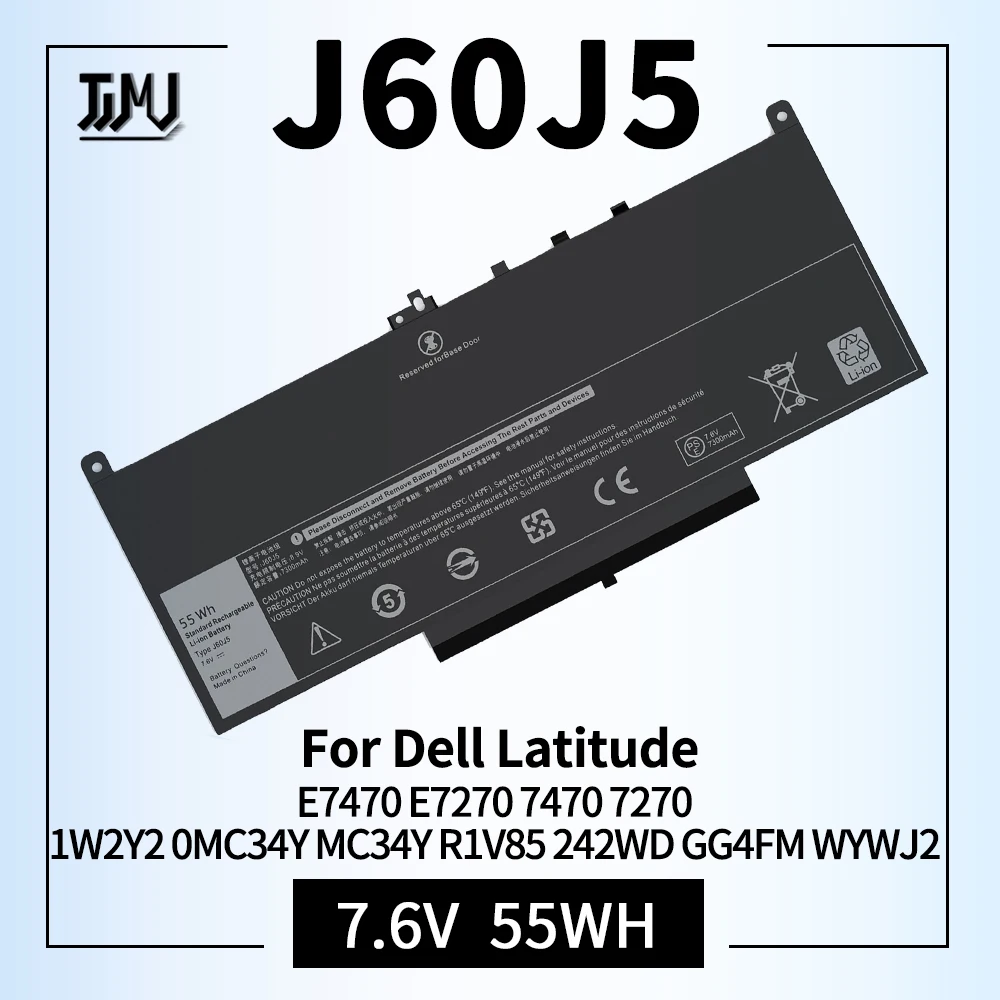 E7470 E7270 J60J5 Battery for Dell Latitude 7470 7270 Laptop Battery 1W2Y2 0MC34Y MC34Y R1V85 242WD GG4FM WYWJ2 451-BBSX BBSY laptop battery