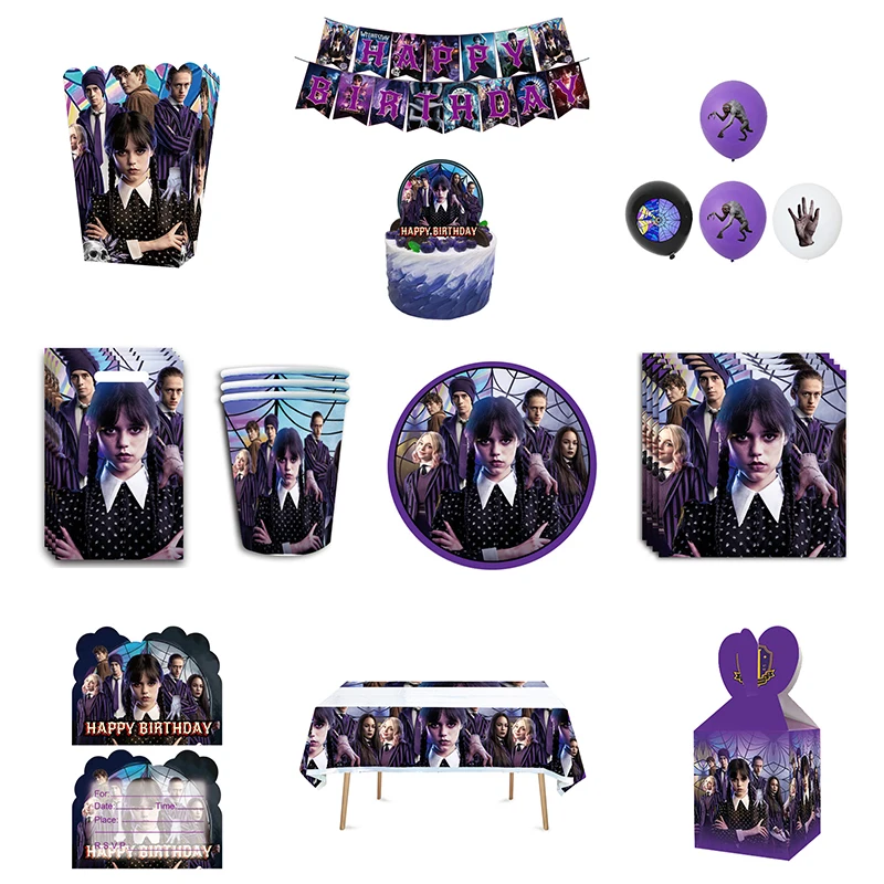 Décoration De Fête Danniversaire Du Film Mercredi Addams, Bannière En  Ballons, Vaisselle, Fournitures Pour Événements Festifs, Arrière Plan  Personnalisé Gratuit, Nouvelle Collection Du 3,71 €