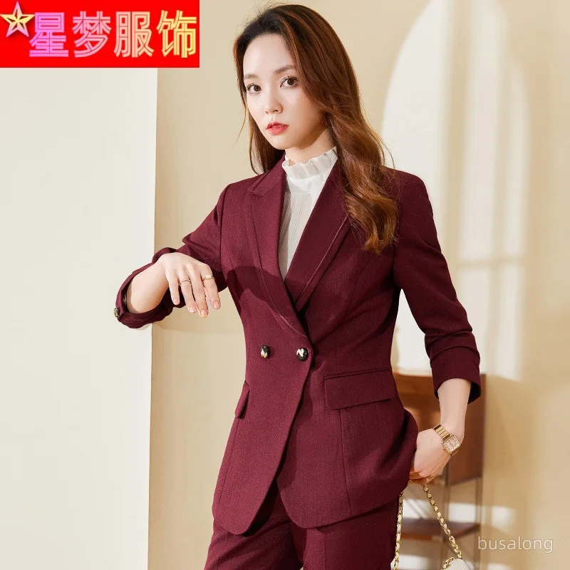 

Wine Red Small Suit Outfit Women's 2022 Early Autumn New Korean Style Graceful and Fashionable Slim Fit Suits Suit