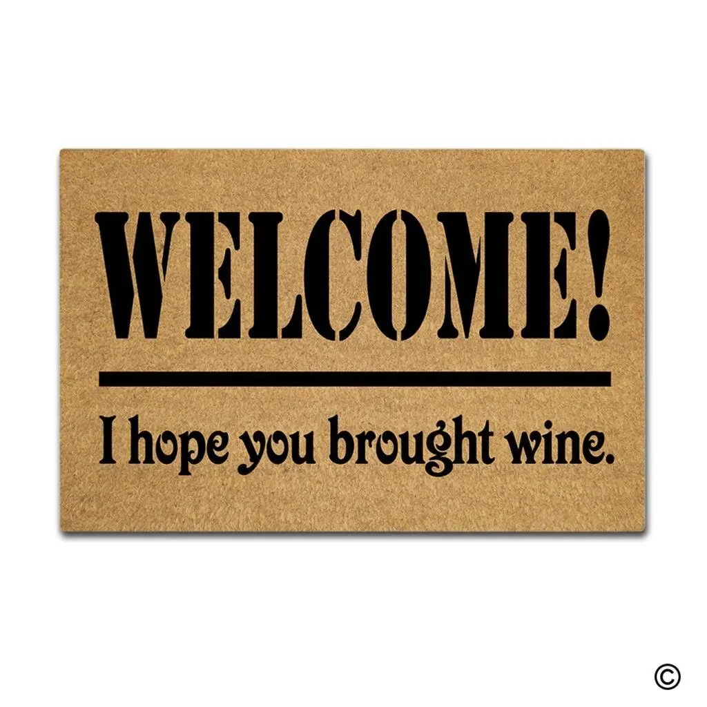 Christmas Doormat Entrance Floor Mat Funny Doormat Welcome I Hope You Brought Wine Door Mat Decorative Indoor Outdoor