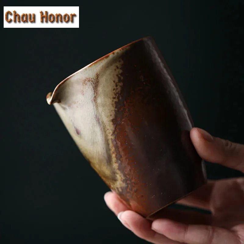 200ml Handmade Firewood Fair Cup Thick Tire Ceramic Tea Pitcher Japanese Divider Tea Chahai Kungfu Tea Pitcher Tea Ceremony