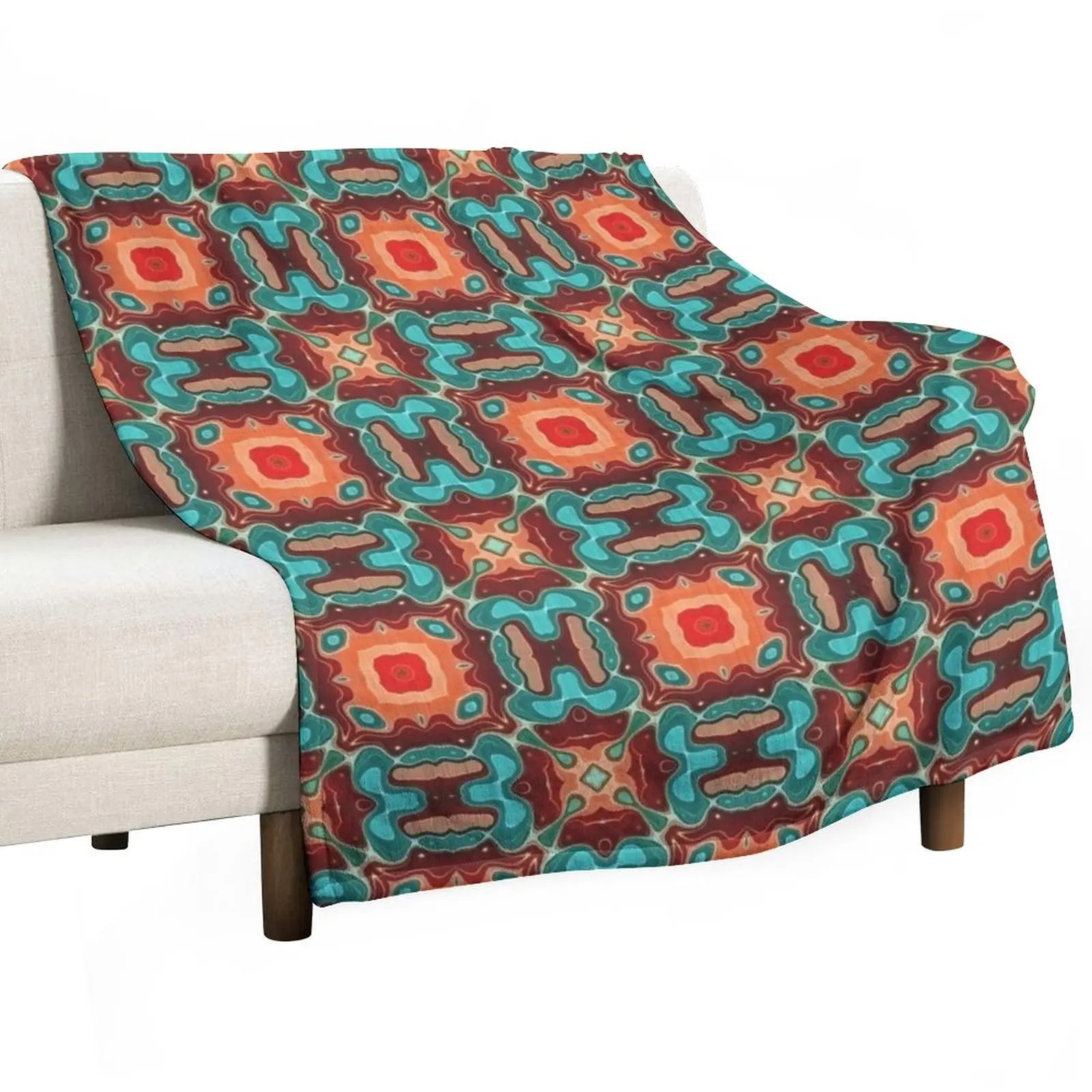 

Orange Brown Red Turquoise Teal Blue Hip Orient Bali Art Throw Blanket Luxury Blanket Beach Blanket Blankets For Bed