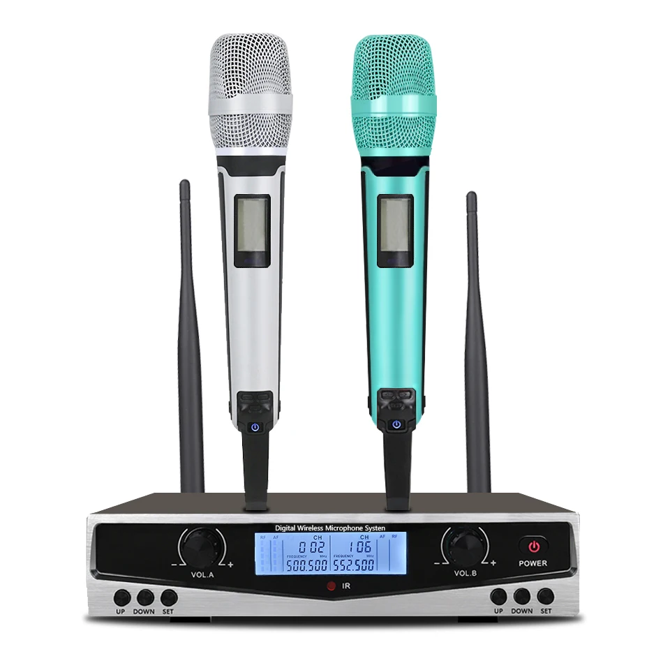 SOMLIMI 500-599MHz UHF SKM9100/SKM9000 Stage Performance Home KTV Professional Dual Wireless Microphone Dynamic Material Metal