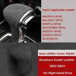 Luxury Alcantara Gear Shift Knob Trim Cover - Premium Car Interior Accessory (Style C Black RHD)