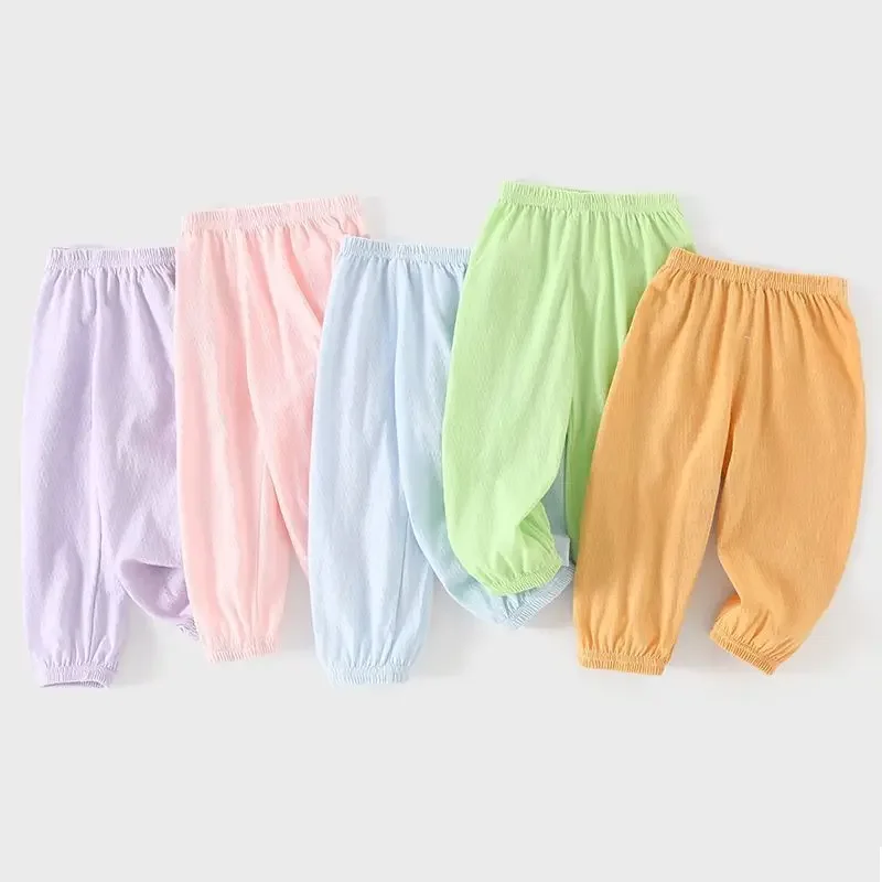 Children's Mosquito-Resistant Pants Thin Cotton Casual Loose Long Trousers Baby Boys Girls Summer Anti-Mosquito Clothing