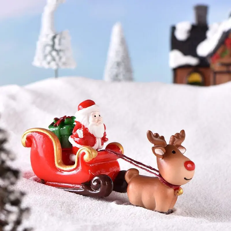 

Mini Christmas Elk Snowman Elderly sleigh deer car miniature landscape snow ornament locomotive