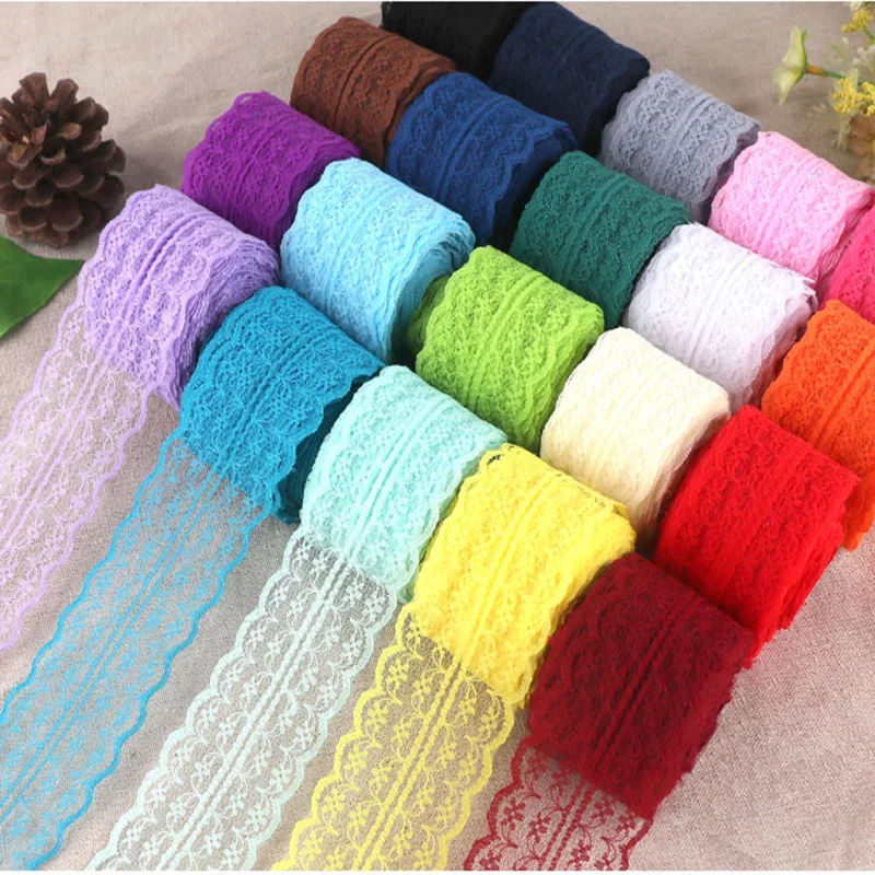 

20Roll 200Yard Mixed Color Floral Pattern Fabric Lace Ribbon For Sewing Accessories