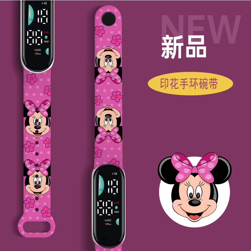 Mickey Minnie Cartoon Kids Watch Disney Series Anime figure Print Waterproof Electronic Sports Watch boys girls birthday gifts 5