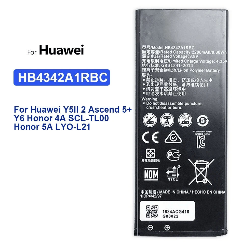 Batteria Hb4342A1Rbc Per Huawei Y5Ii Y5 Ii 2Ascend 5 + Y6 Per Honor 4A Scl-Tl00 Scl Tl00 Lyo-L21