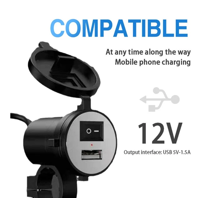 12V Moto Adaptateur Prise Chargeur 1 Port USB Pour Phone Téléphone GPS