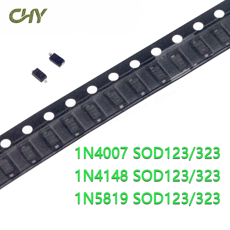 100pcs SMD diode 0805 SOD-123 1N5819 1N4007 1N4148 SOD123 SOD-323 1206 1N4148WS 1N5819WS B5819WS SOD323